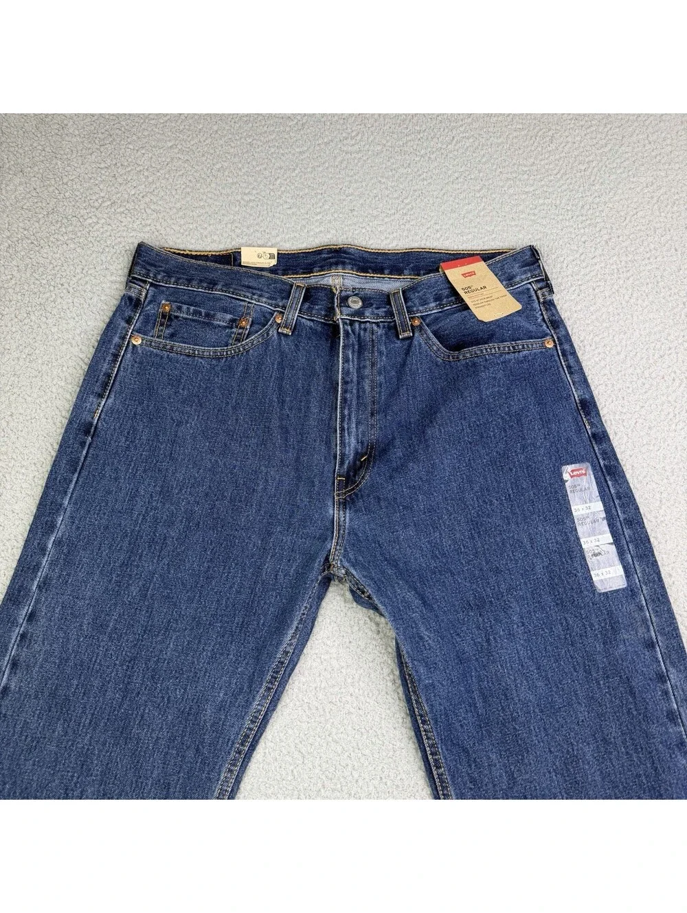 Levis 505 Blue Denim Jeans Men's 36x32 Regular Fit Straight Leg 100% Cotton NWT